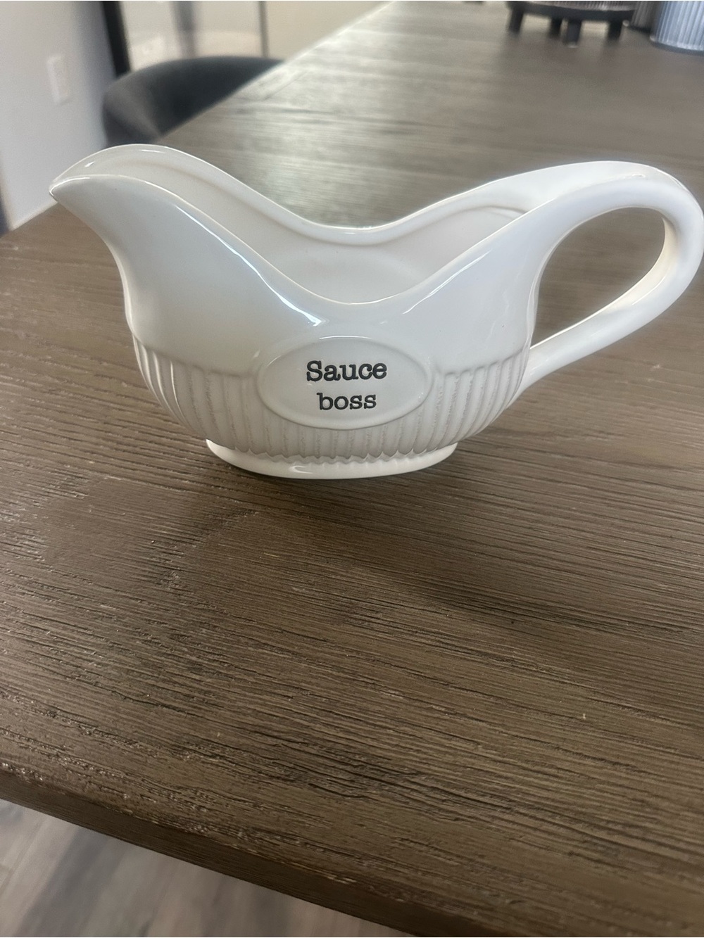 Mudpie White Ceramic 'Sauce boss' Gravy Boat